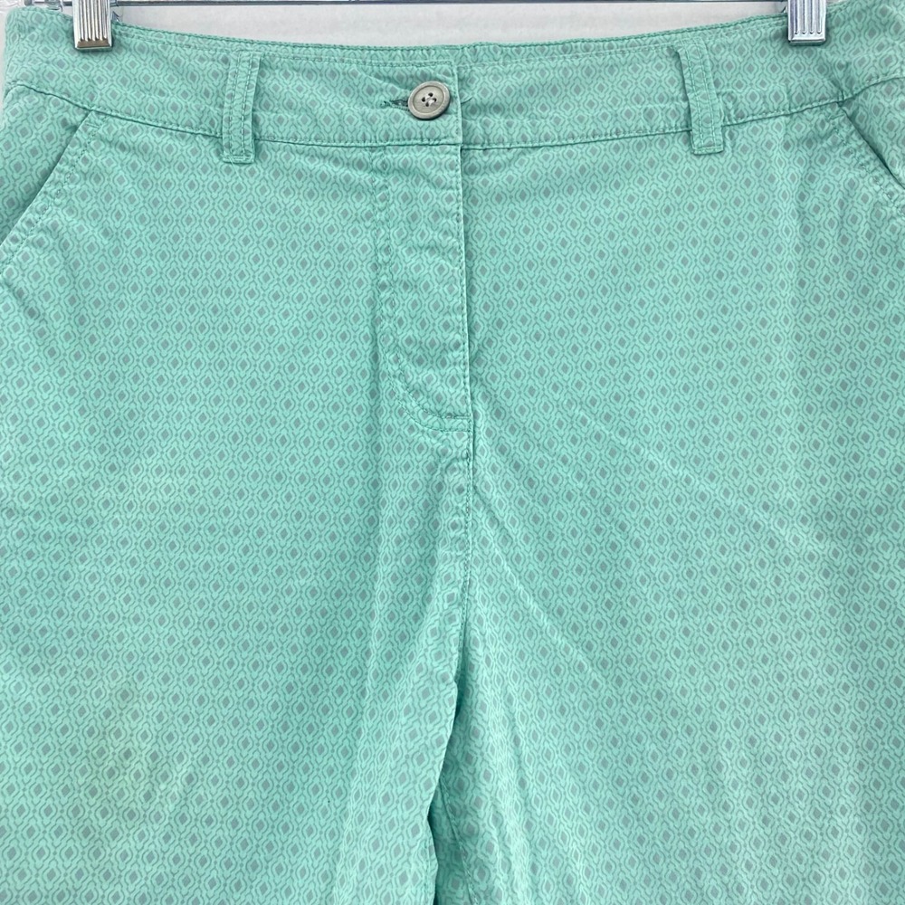 Kim Rogers Golf Shorts Diamond Print Casual Walking Shorts Size 12 Pastel Green